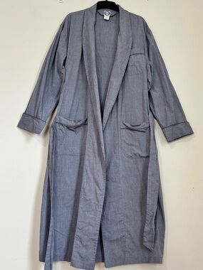 Tugaloo Vintage slouchy gray cotton wrap belted long sleeve long trench coat M/L